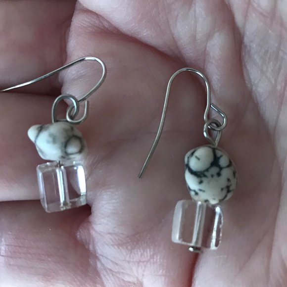 Handmade Faux Stone Earrings Retro One of a Kind - Picture 2 of 5